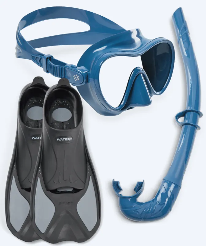 Watery snorkelsæt til voksne - Pike/Cliff - Blå - Snorkelsæt til voksne (+16 år)