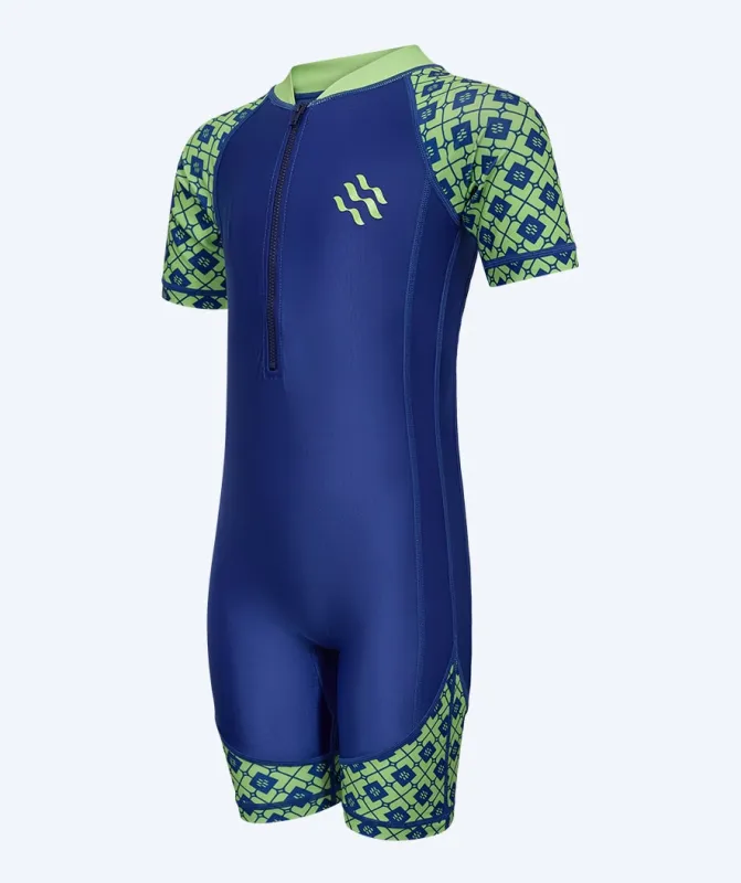 Watery UV-dragt til børn - Athena Kortærmet Rashguard - Grøn/mørkeblå - UV badetøj