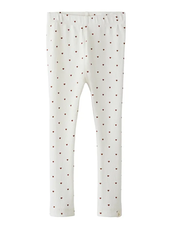 Lil Atelier Gago - Slim Leggings NOOS - Coconut Milk Heart - 92 cm