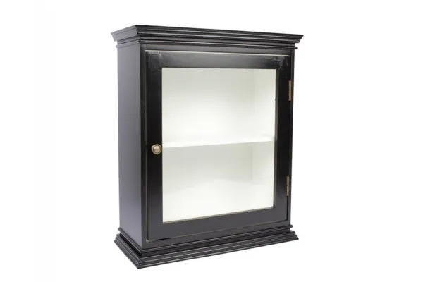 Langeland Væghængt Vitrineskab - 60x50x22,5 cm Sort/Hvid