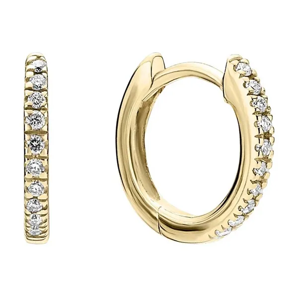 Creoler i 8 kt. Guld med Lab-grown Diamanter - 0,12 ct.