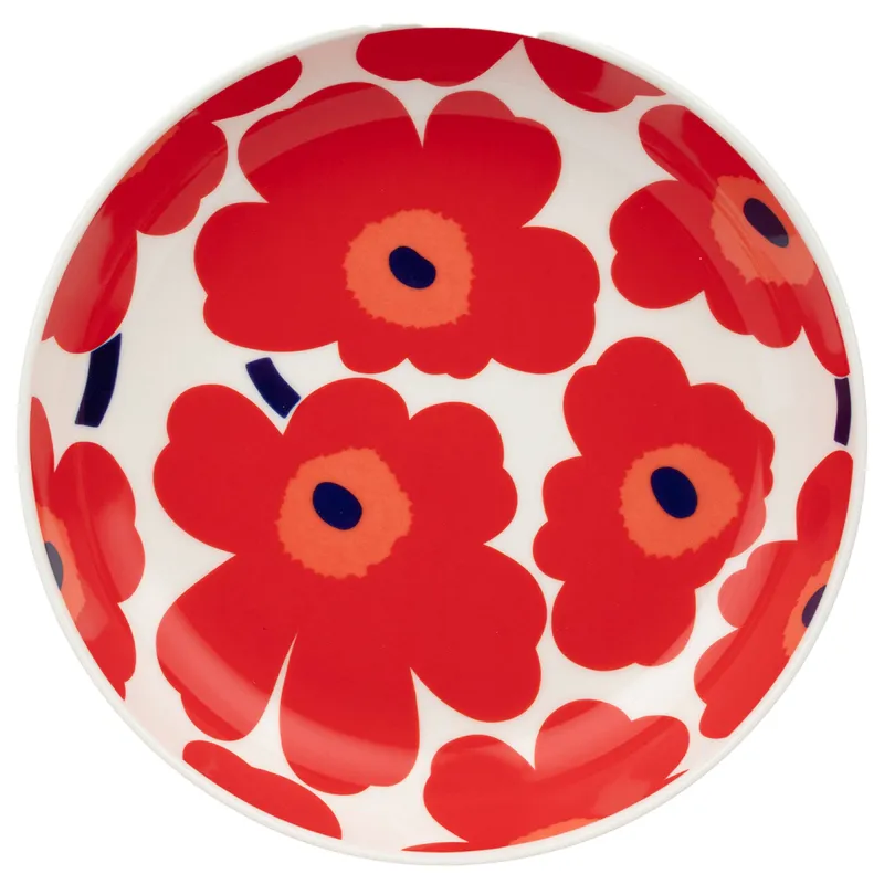 Marimekko Unikko dyb tallerken 20,5 cm, rød/hvid/blå