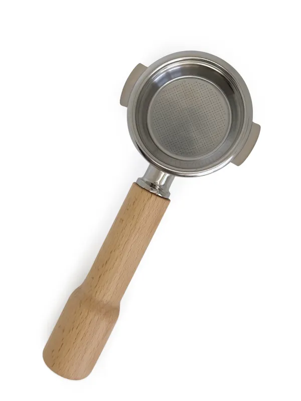 Bundløst portafilter til Sage 58 mm  kurvet træhåndtag