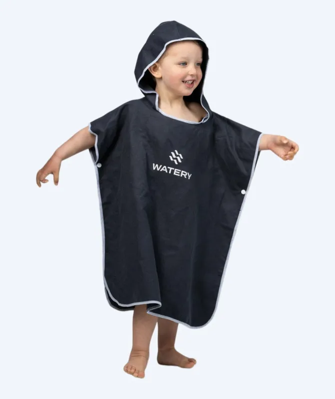 Watery badeponcho til børn (1-6) - Microfiber - Sort