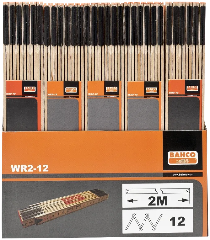 Tommestok træ 2 mtr 12 led WR2-12