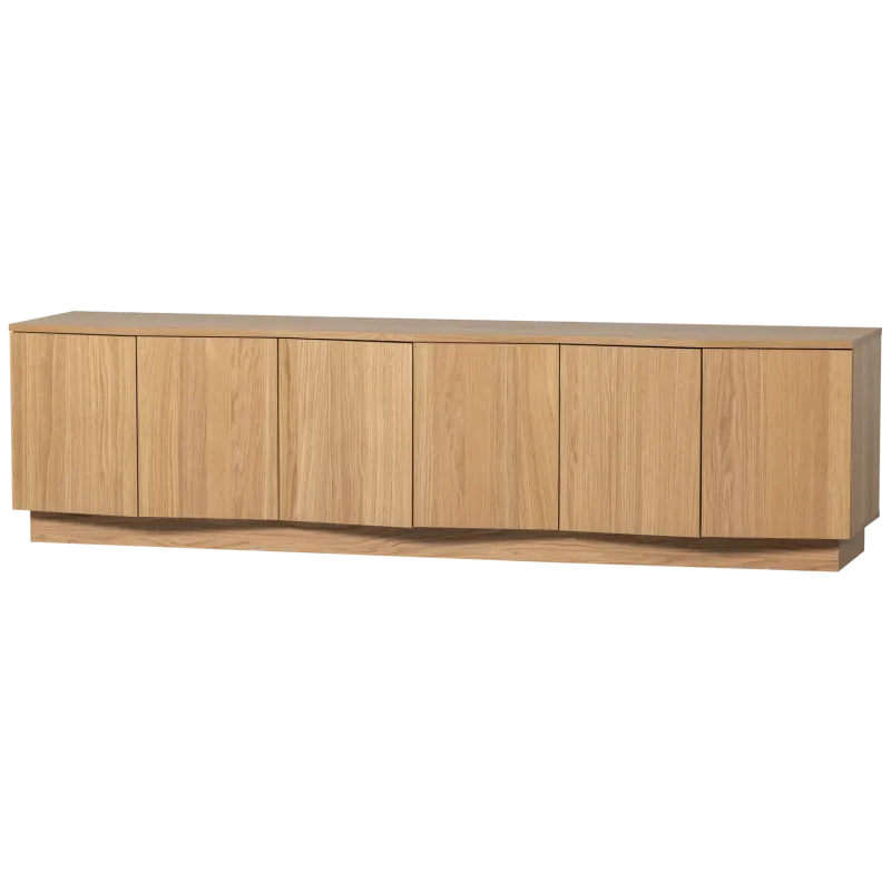 WOOOD Zuma TV-bord, m. 6 låger og 3 hylder - natur egetræsfinér og egetræ (200x45)