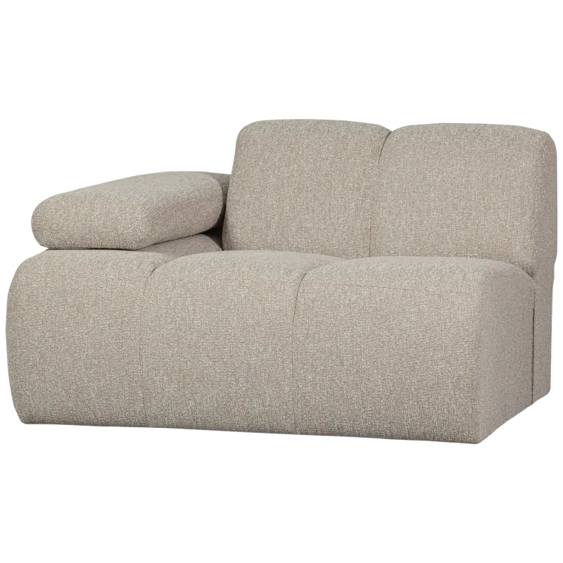 WOOOD Mojo 1 pers. modul sofa, venstre, m. armlæn - beige meleret bouclé stof