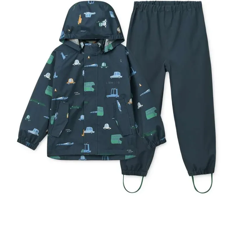 Liewood Pedia Regntøjssæt - Cars/Classic Navy