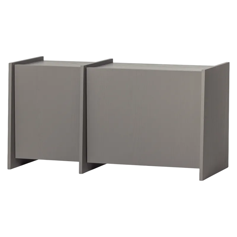 WOOOD Brock TV-bord, m. 2 låger og 2 hylder - varm grå askefiner (102x44)