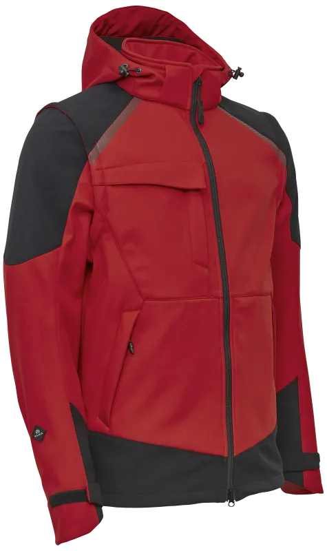 Softshelljakke m/aft. ærmer 117300 rød/sort Str. 4XL