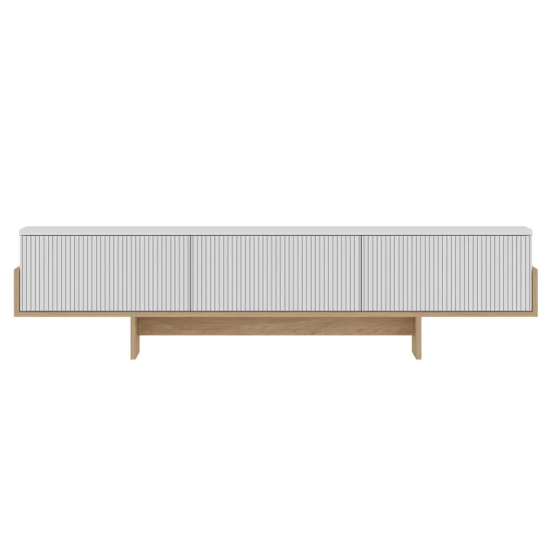 NORDVÄRK Hege TV-bord, m. 3 låger - hvid melamin og Sapphire Oak (180x30)