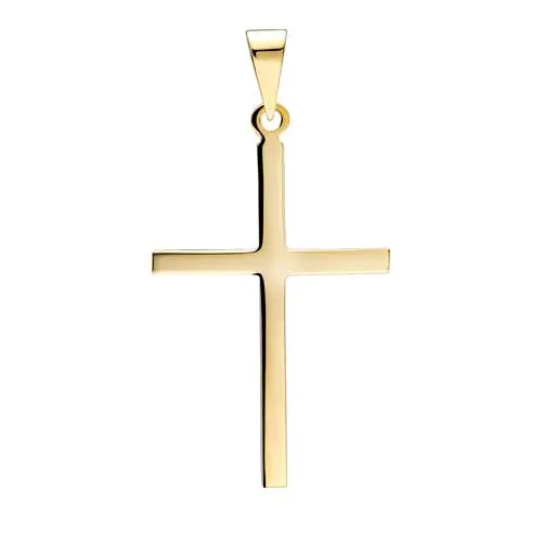 Vedhæng med Stav Kors i 14 kt. Guld - 32 x 22 mm