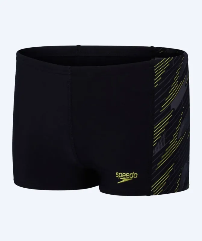 Speedo aquashorts til drenge - Hyperboom Panel - Sort/gul
