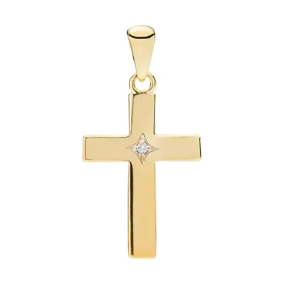Kors i 9 kt. Guld med Diamant - 0,005 ct 11 x 16 mm