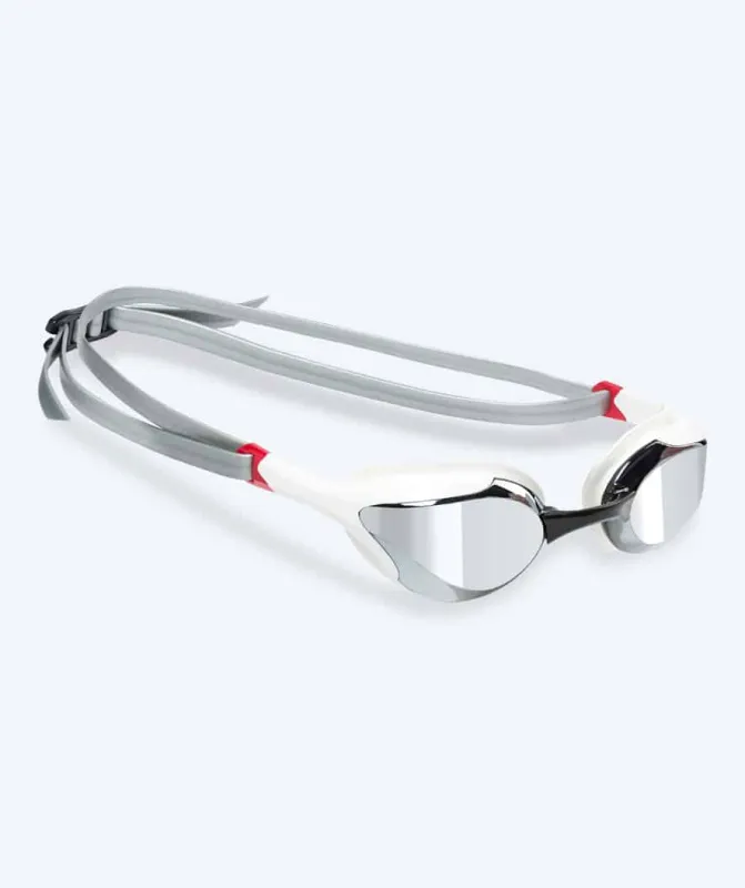 Watery Elite svømmebrille - Murphy Mirror - Hvid/sølv - Konkurrence / trænings svømmebriller