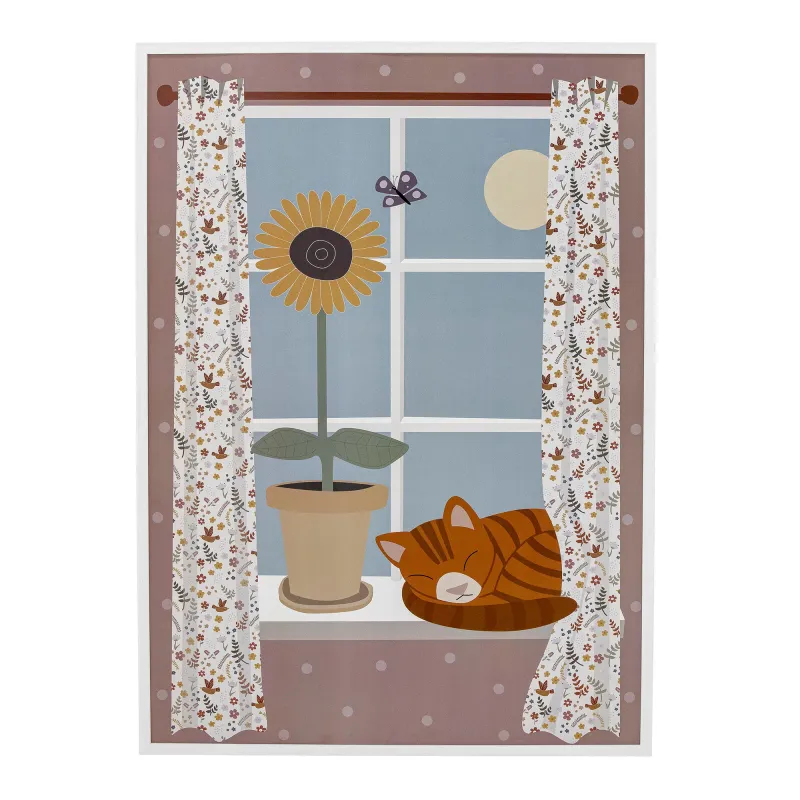 Bloomingville MINI - Nuala Illustration med ramme, Hvid, Fyr 72x52 cm
