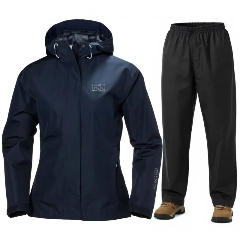 Helly Hansen Seven J/HH Rain regnsæt, dame, mørkeblå/sort