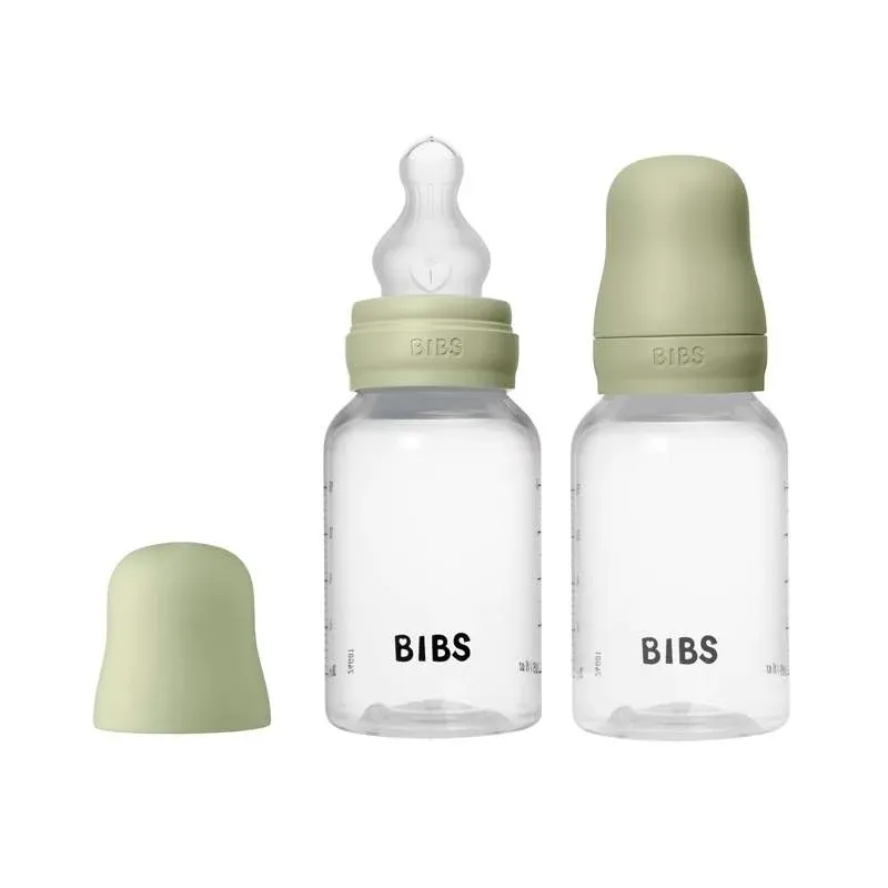 BIBS Bottle - Sutteflaskesæt - Plastik - 2-pak - Silikone/Slow Flow/Rund - 150ml - Sage