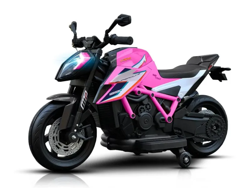 KTM X12 El-motorcykel Børn Pink - 2x12V 45W med Lædersæde - 3+ År