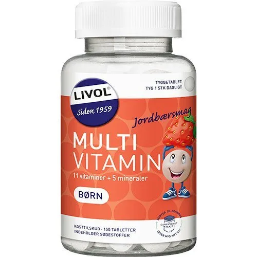 Multi Total børn (jordbær) Livol - 150 tabletter