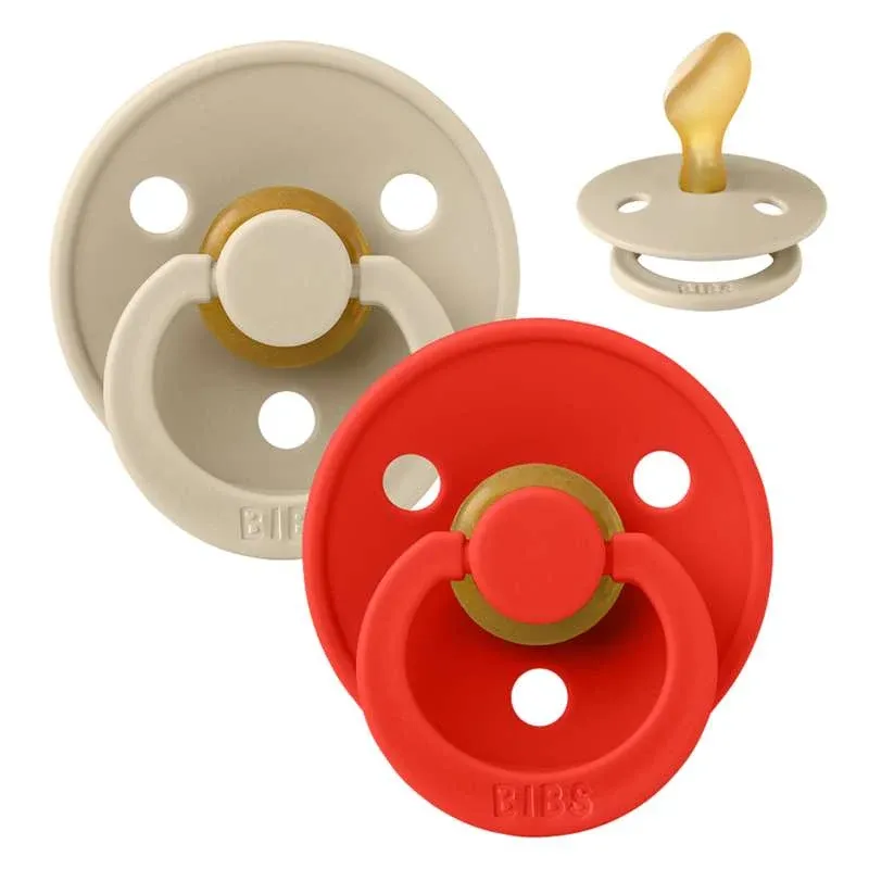 BIBS Anatomisk Colour Sut - 2-Pak - Str. 2 - Naturgummi - Vanilla/Candy Apple
