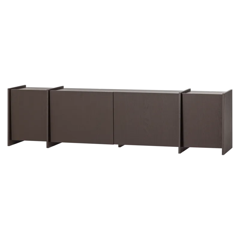 WOOOD Brock TV-bord, m. 4 låger og 2 hylder - mellembrun askefiner (200x44)