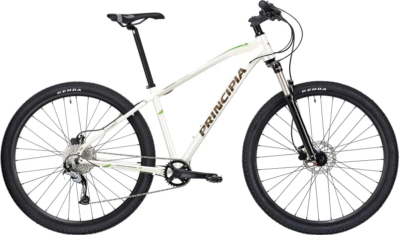 Principia MTB A5.9 29" Deore 1x10sp Susp. 2026 - Mat Hvid m. Brun/Grøn