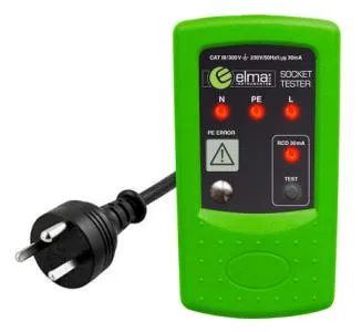 Elma 8410 DK stikkontakttester m/EDB-stikprop.