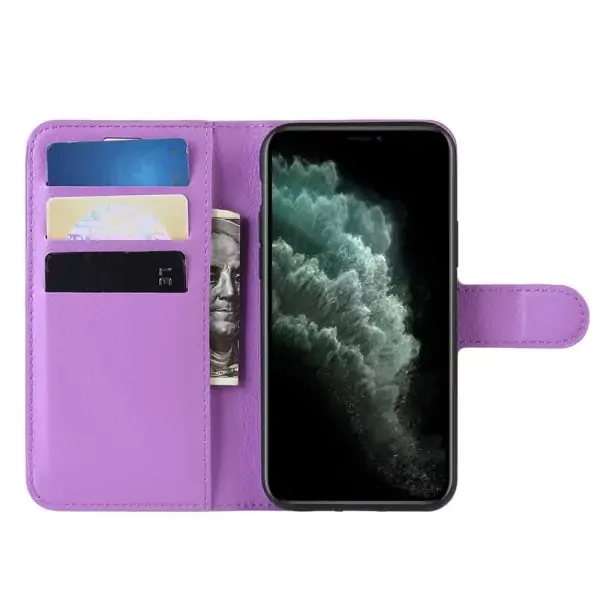 iPhone 11 cover & stander med kreditkortholder. Lilla.