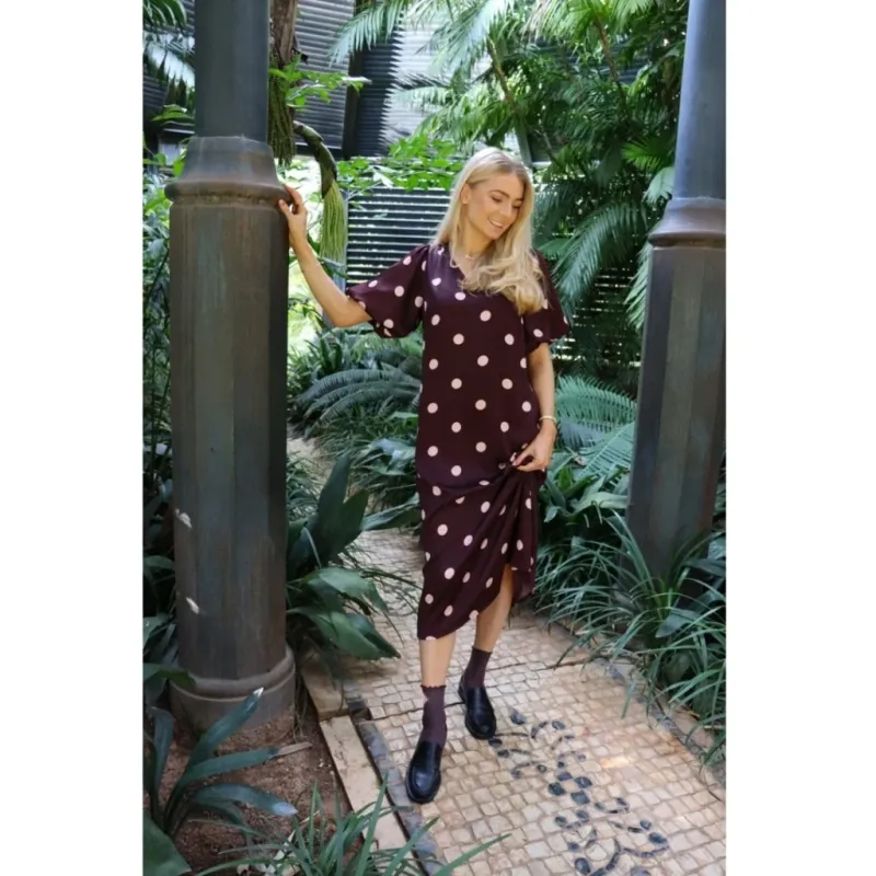 Liberte dame kjole DOTTI - PLUM ROSE BIG DOT