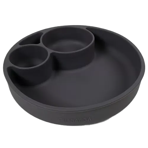 Filibabba Silikone Tallerken Ruminddelt Stone Grey (1 stk)