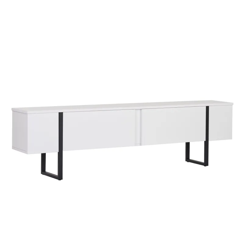 FUNZI LIVING Onera TV-bord, m. 2 låger - hvid melamin og sort (180x30)