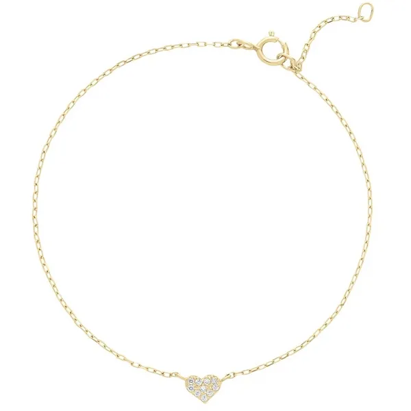 Armbånd i 8 kt. Guld med Hjerte og Zirkoniasten
