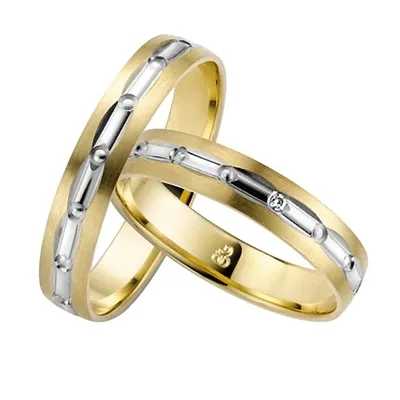 Vielsesringe i Guld og Hvidguld med Diamant 0,01 ct. - 4 mm
