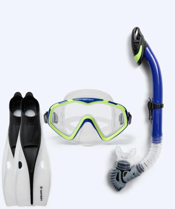 Watery snorkelsæt til voksne (fra 15 år) - Leach/Breeve - Blå/gul - Snorkelsæt til voksne (+16 år)