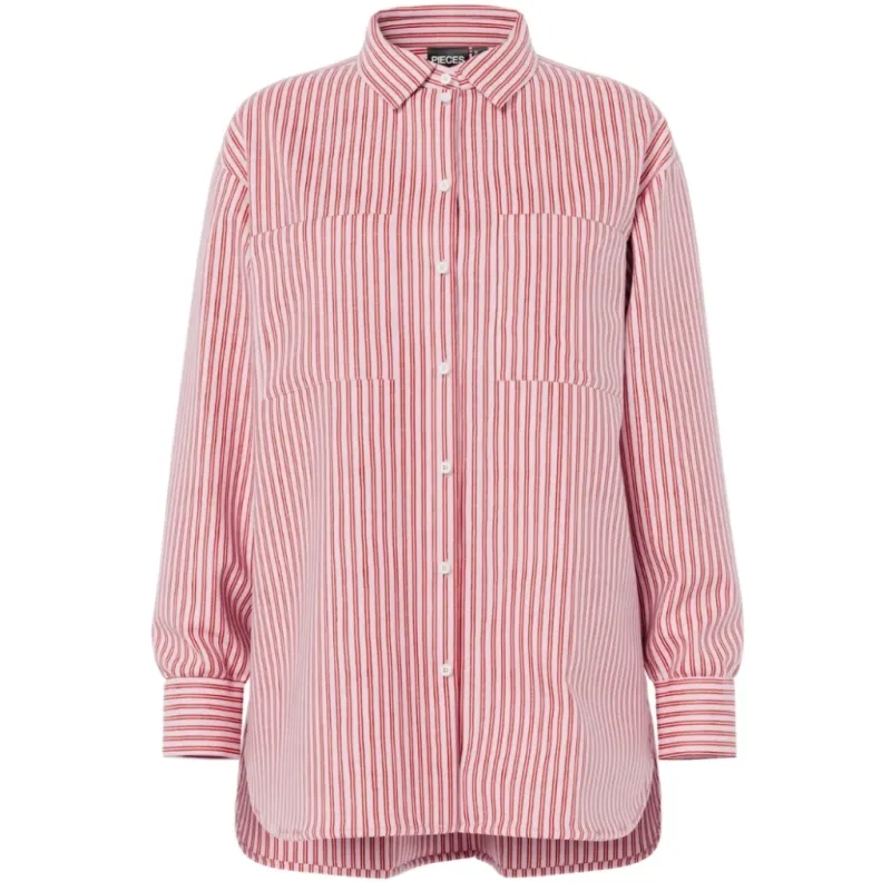 PIECES dame skjorte PCMELIA - Roseate Spoonbill Stripes ADRENALINE RUSH