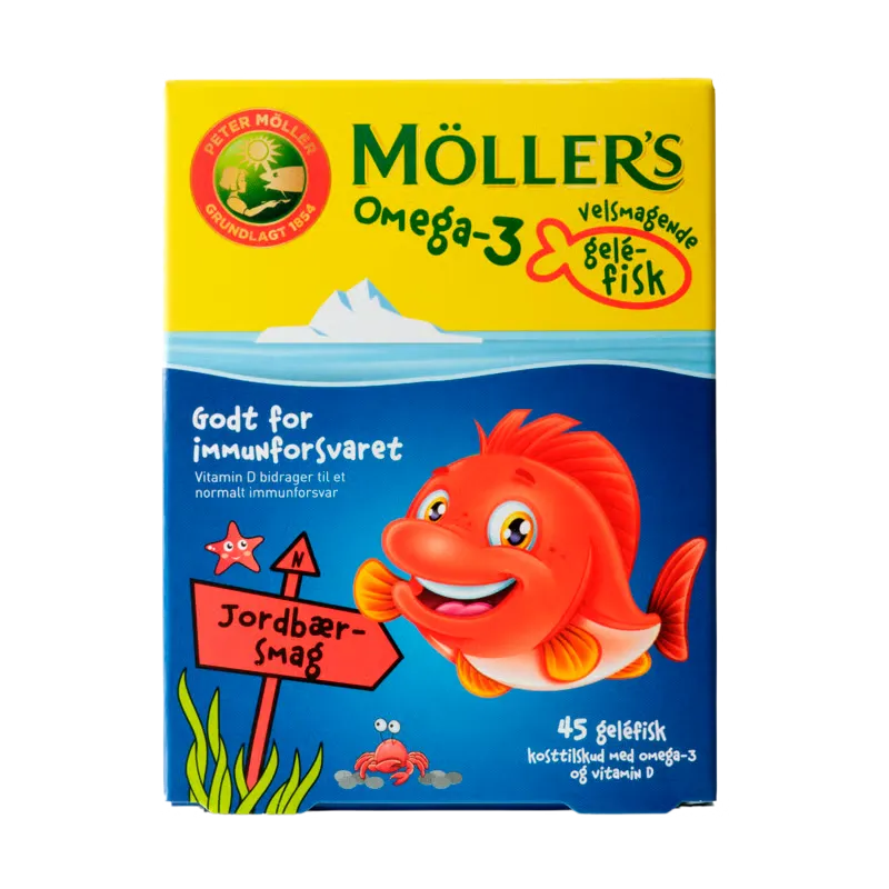 Møllers Omega-3 Fisk Jordbærsmag (45 stk)