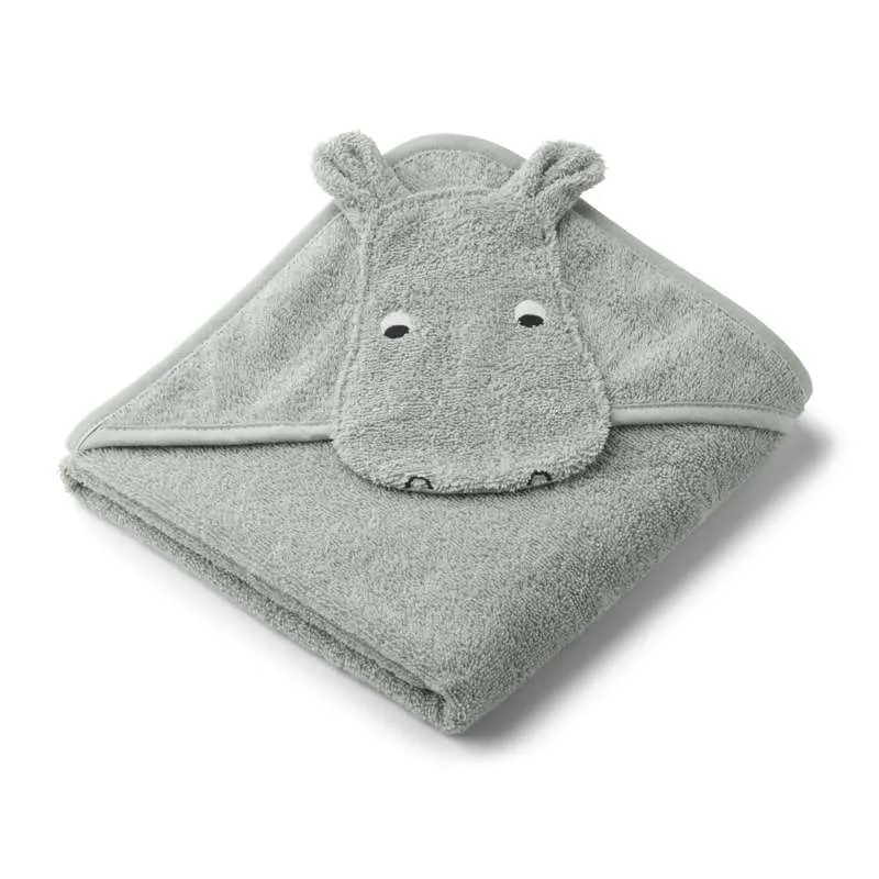 Liewood Albert Badehåndklæde m. Hætte - Baby - Hippo/Dove Blue