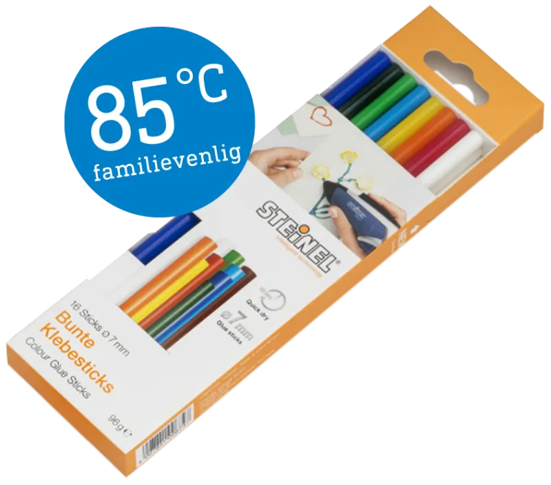 Steinel limstifter 85°C ø7×150mm farver, 16stk