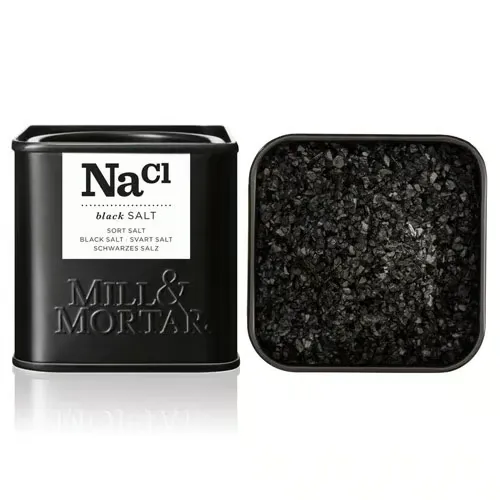 Mill & Mortar Sort Flagesalt I Dåse (80 g)