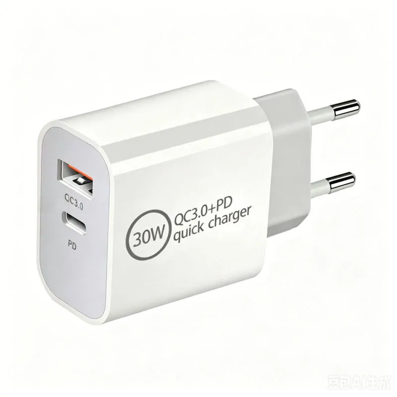 30W Dual USB Hurtigoplader med USB-C PD & USB-A QC3.0 Hvid