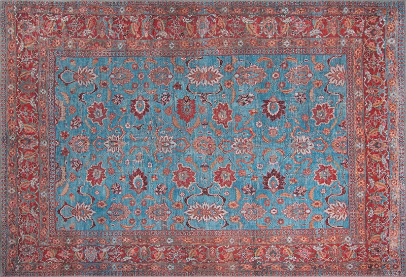 TEPPI Blues gulvtæppe, m. mønster, rektangulær - multifarvet polyester (210x310)