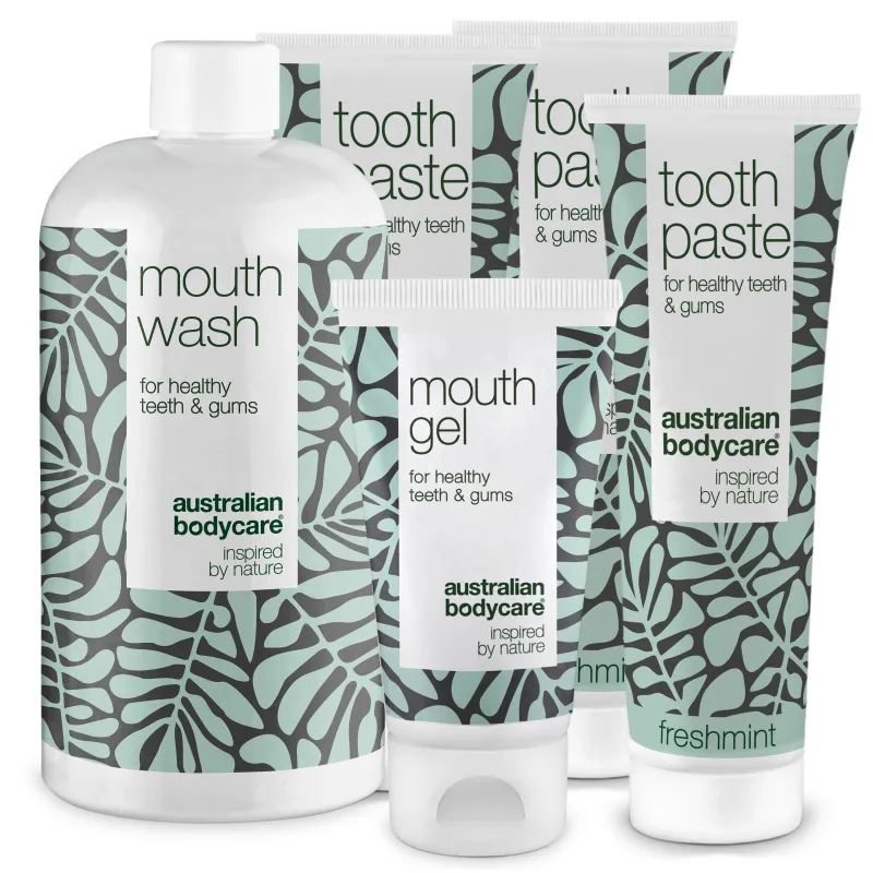Mundpleje 5 produkter med Tea Tree Oil â Til tandkødsbetændelse & pleje ved svamp i mund & på tunge