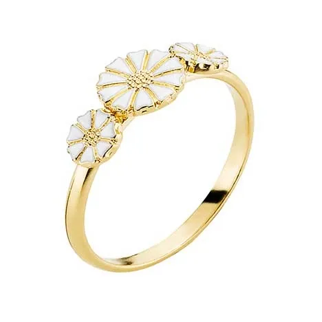 Lund Marguerit ring i forgyldt Sølv med 3 Margueritter