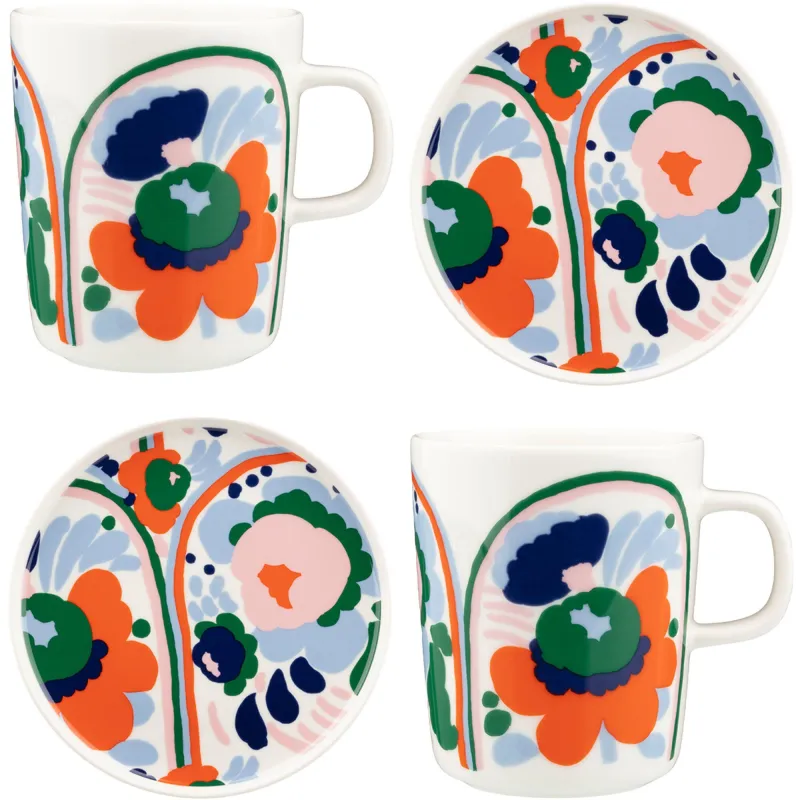 Marimekko Karuselli 2 krus & 2 tallerkener, 4 dele