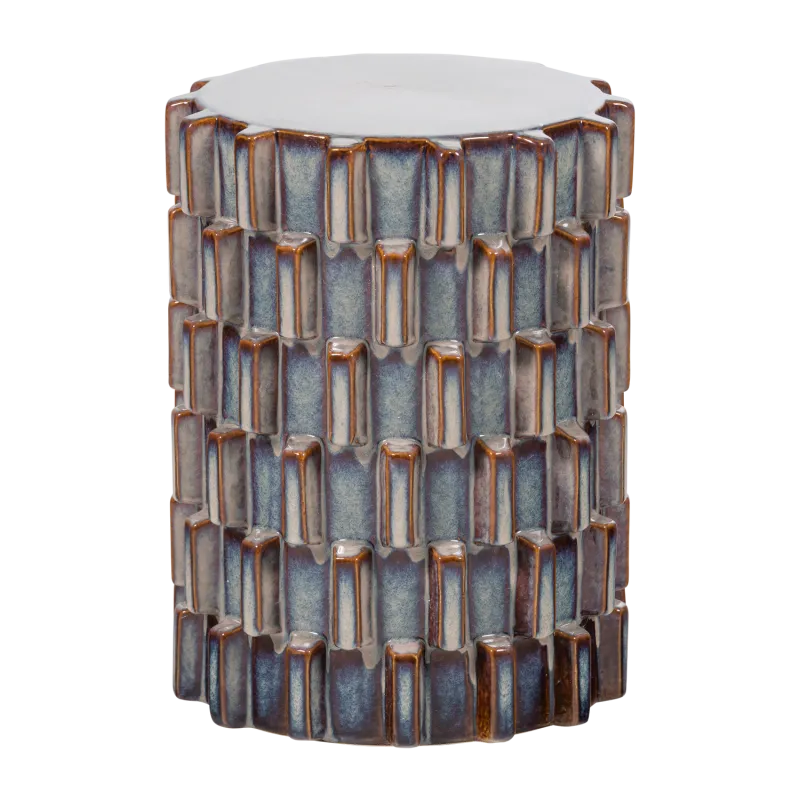 WOOOD Axu sidebord, rund - gråblå keramik (Ø35x45)