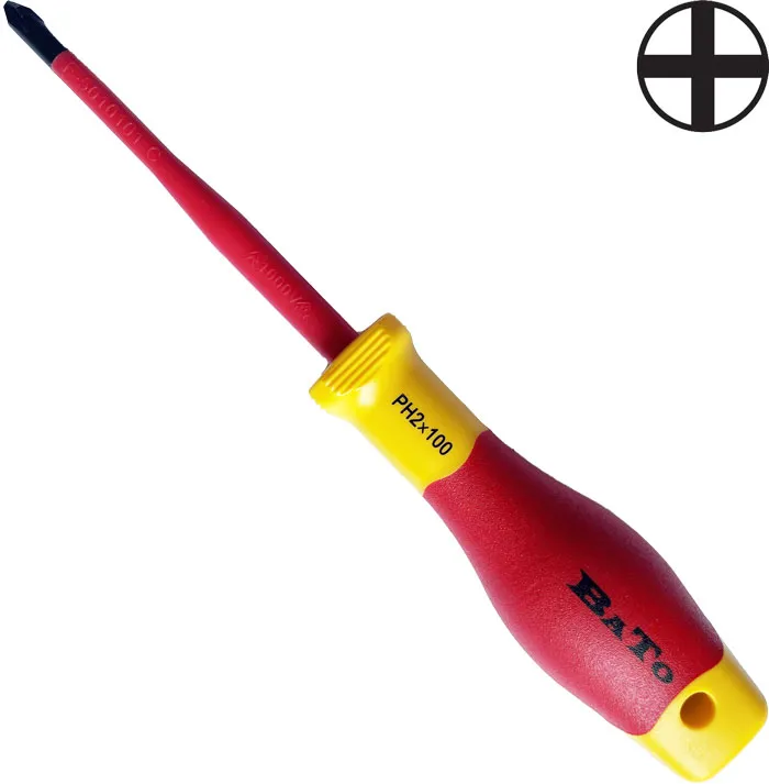 BATO Skruetrækker 1000V. PH2 slim x 100mm.