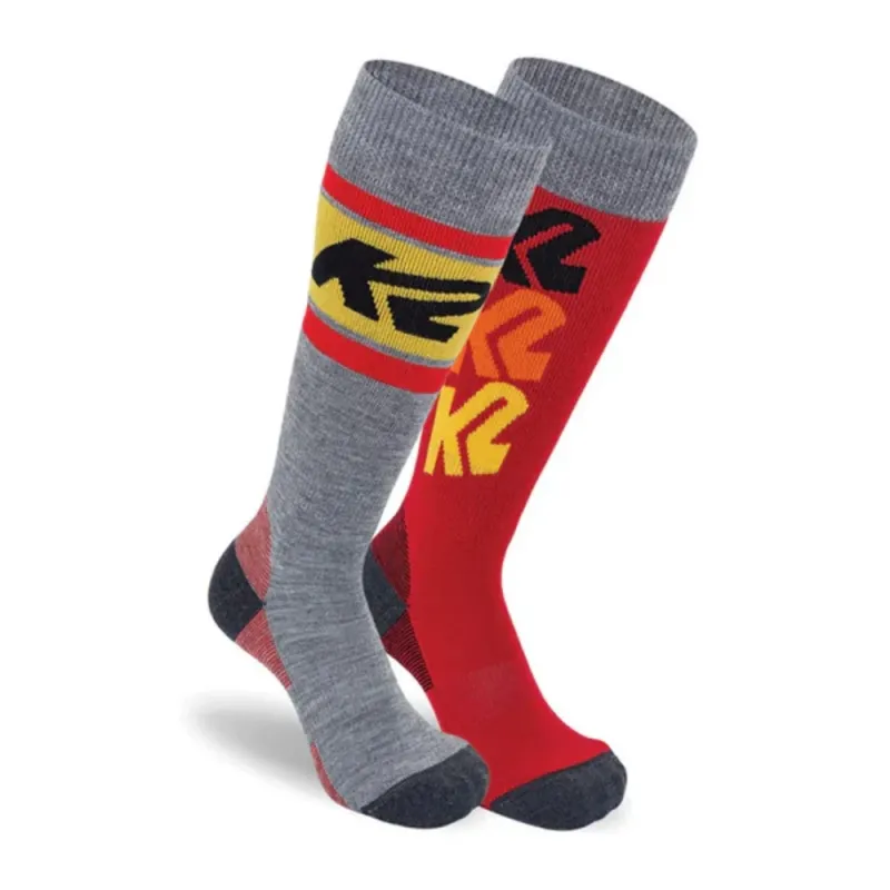 K2 All Mountain Skistrømper til børn (2-pack) - Grå/Gul/Rød