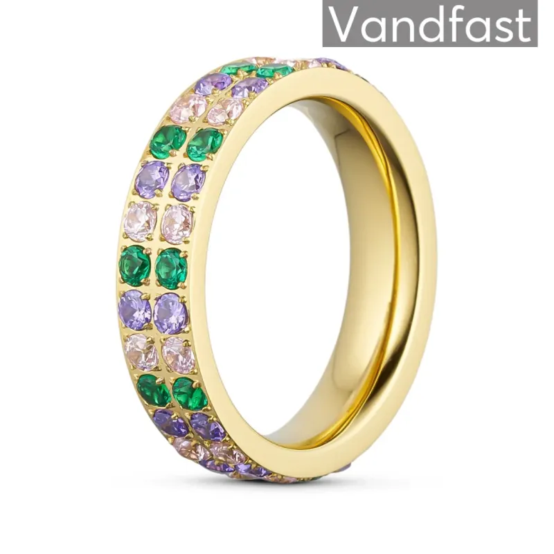ANNEBRAUNER Alliance Green/Pink Mix Ring 18K Guldbelagt
