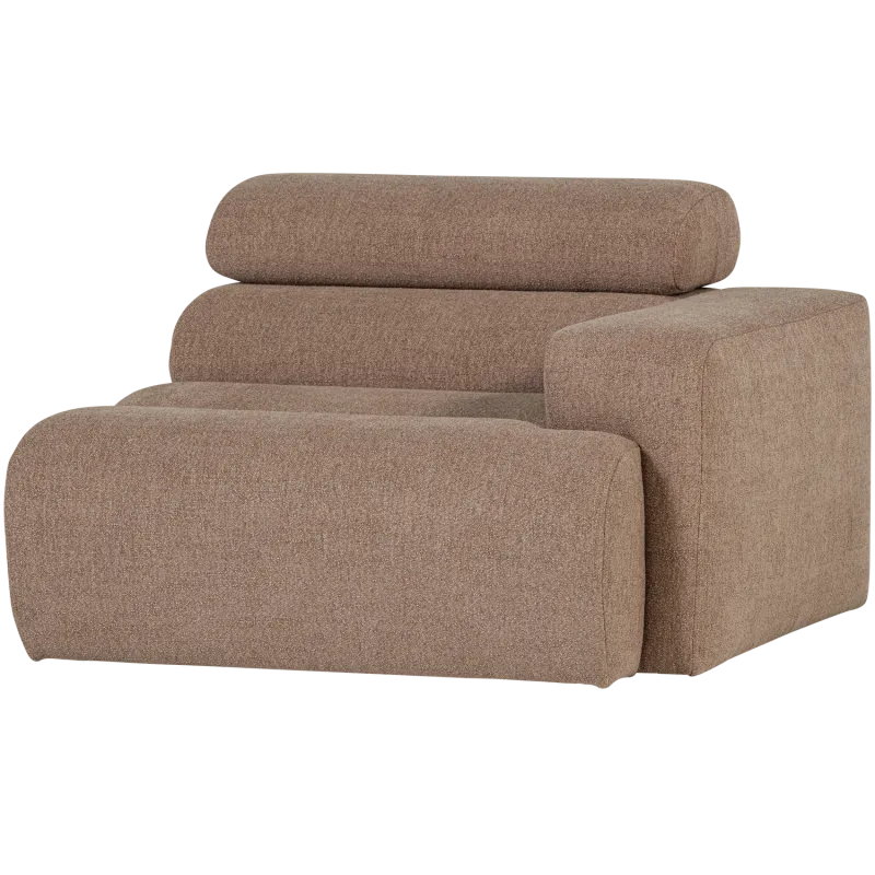 WOOOD Novi 1 pers. element, m. armlæn - taupe bouclé stof og plastik
